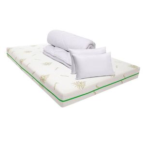 Pachet saltea Bedora Confort Relax Aloe Vera 160 x 200 cm + pilota + perne, spuma memory imagine