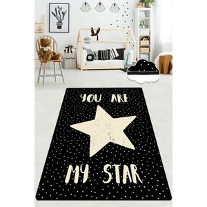 Covor, My Star DJT , 100x160 cm, Catifea, Alb/Negru imagine