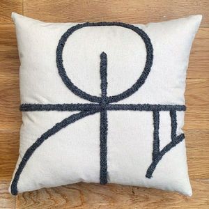 Husa de perna, Gerra Organic Woven Punch Pillow Cover, 43x43 cm, Bumbac, Gri imagine