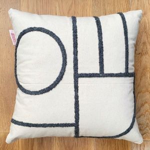 Husa de perna, Nanna Organic Woven Punch Pillow Cover, 43x43 cm, Bumbac, Gri imagine