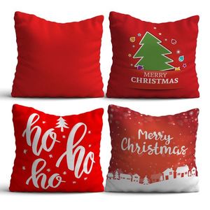 Set 4 perne decorative, NYXMAS06, 50% bumbac / 50% poliester, Multicolor imagine