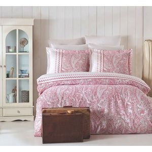 Lenjerie de pat dubla (EU) (IT), Paisley - Pink, Pearl Home, Bumbac Ranforce imagine