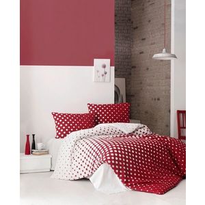 Lenjerie de pat dubla (EU) (IT), Puanline - Red, Pearl Home, Bumbac Ranforce imagine