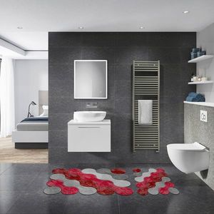 Set covorase de baie 2 piese, Alanur Home, 21011715KZ, Poliester, Rosu imagine