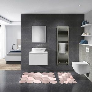 Set covorase de baie 2 piese, Alanur Home, 21011715PU, Poliester, Roz pudra imagine