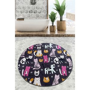 Covoras de baie, Chilai Home, Park Cat Djt (120 cm), Poliester, Multicolor imagine