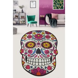 Covoras de baie, Chilai Home, Skull Djt (100 x 180), 100x180 cm, Poliester, Multicolor imagine