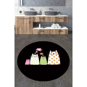 Covoras de baie, Chilai, Four Cats Circle Djt 160, Poliester, Multicolor imagine