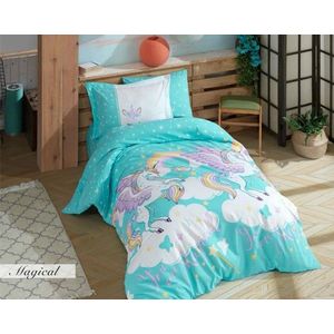 Lenjerie de pat pentru o persoana, Magical - Blue, Hobby, Bumbac Poplin imagine