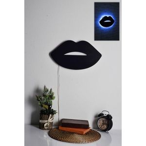 Decoratiune luminoasa LED, Lips 2, MDF, 60 LED-uri, Albastru imagine