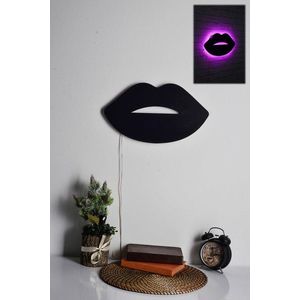 Decoratiune luminoasa LED, Lips 2, MDF, 60 LED-uri, Roz imagine