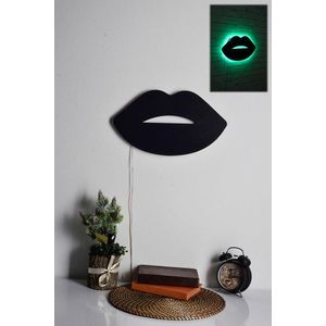 Decoratiune luminoasa LED, Lips 2, MDF, 60 LED-uri, Verde imagine