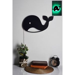 Decoratiune luminoasa LED, Baby Whale, MDF, 60 LED-uri, Verde imagine