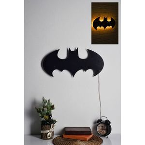 Decoratiune luminoasa LED, Batman, MDF, 60 LED-uri, Galben imagine