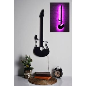 Decoratiune luminoasa LED, Guitar, MDF, 60 LED-uri, Roz imagine