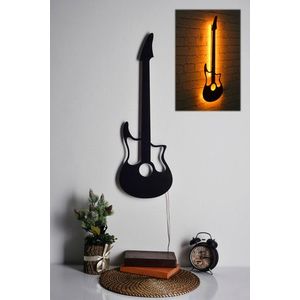 Decoratiune luminoasa LED, Guitar, MDF, 60 LED-uri, Galben imagine