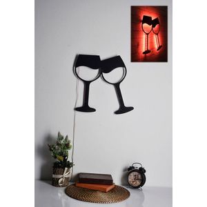 Decoratiune luminoasa LED, Wine Glasses, MDF, 60 LED-uri, Rosu imagine