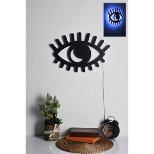 Decoratiune luminoasa LED, Evil Eye, MDF, 60 LED-uri, Albastru imagine