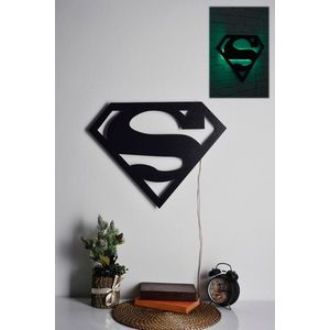 Decoratiune luminoasa LED, Superman, MDF, 60 LED-uri, Verde imagine