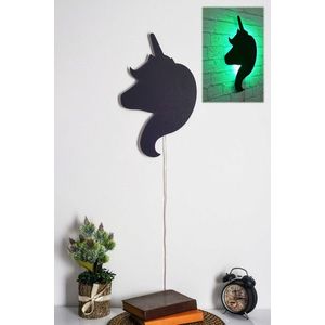 Decoratiune luminoasa LED, Unicorn, MDF, 60 LED-uri, Verde imagine