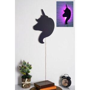 Decoratiune luminoasa LED, Unicorn, MDF, 60 LED-uri, Roz imagine