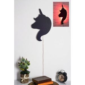 Decoratiune luminoasa LED, Unicorn, MDF, 60 LED-uri, Rosu imagine