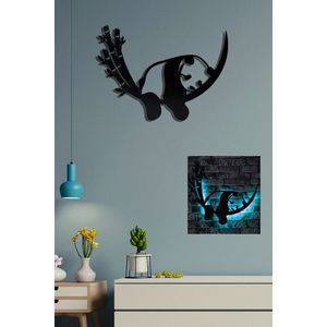 Decoratiune luminoasa LED, Baby Panda, MDF, 60 LED-uri, Albastru imagine