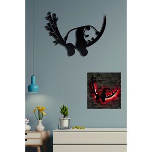 Decoratiune luminoasa LED, Baby Panda, MDF, 60 LED-uri, Rosu imagine