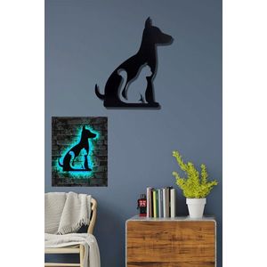 Decoratiune luminoasa LED, Cat n Dog, MDF, 60 LED-uri, Albastru imagine