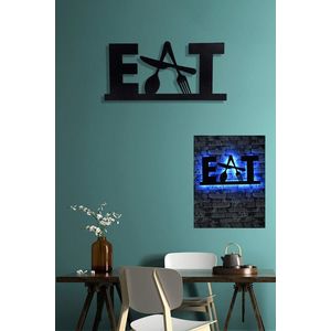 Decoratiune luminoasa LED, Eat, MDF, 60 LED-uri, Albastru imagine