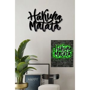 Decoratiune luminoasa LED, Hakuna Matata, MDF, 60 LED-uri, Verde imagine