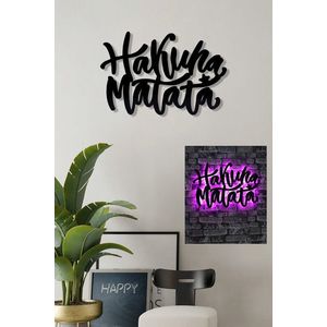 Decoratiune luminoasa LED, Hakuna Matata, MDF, 60 LED-uri, Roz imagine