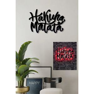 Decoratiune luminoasa LED, Hakuna Matata, MDF, 60 LED-uri, Rosu imagine