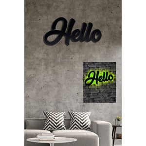 Decoratiune luminoasa LED, Hello, MDF, 60 LED-uri, Verde imagine