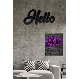 Decoratiune luminoasa LED, Hello, MDF, 60 LED-uri, Roz imagine