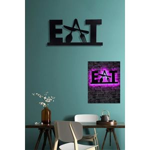 Decoratiune luminoasa LED, Eat, MDF, 60 LED-uri, Roz imagine