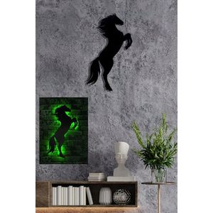 Decoratiune luminoasa LED, Wild Horse, MDF, 60 LED-uri, Verde imagine