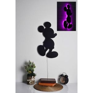 Decoratiune luminoasa LED, Mickey Mouse, MDF, 60 LED-uri, Roz imagine