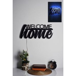 Decoratiune luminoasa LED, Welcome Home, MDF, 60 LED-uri, Albastru imagine