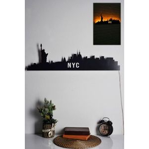 Decoratiune luminoasa LED, NYC Skyline, MDF, 60 LED-uri, Galben imagine