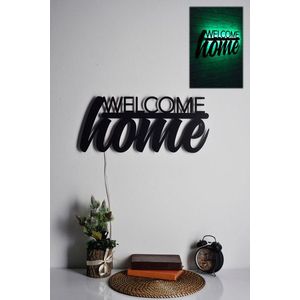 Decoratiune luminoasa LED, Welcome Home, MDF, 60 LED-uri, Verde imagine