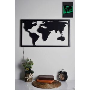 Decoratiune luminoasa LED, World Map 2, MDF, 60 LED-uri, Verde imagine