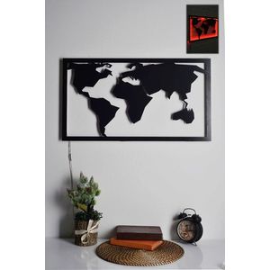 Decoratiune luminoasa LED, World Map 2, MDF, 60 LED-uri, Rosu imagine