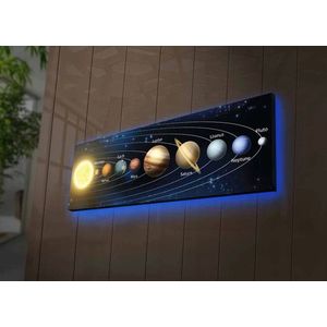 Tablou decorativ cu lumina LED, 3090NASA-021, Canvas, 30 x 90 cm, Multicolor imagine