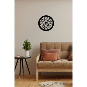 Decoratiune de perete, Rustic Circles 1, Metal, 30 x 30 cm, Negru imagine