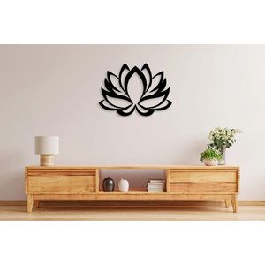 Decoratiune de perete, Lotus Flower, Metal, Dimensiune: 45 x 35 cm, Negru imagine