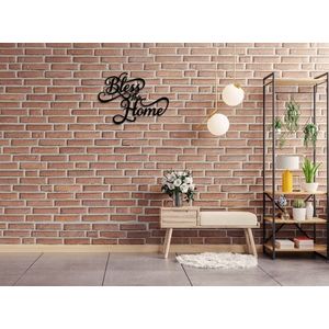 Decoratiune de perete, Bless This Home, Metal, Dimensiune: 35 x 25 cm, Negru imagine