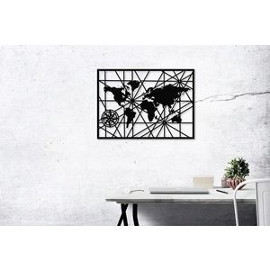 Decoratiune de perete, Harita , Metal, 50 x 70 cm, Negru imagine