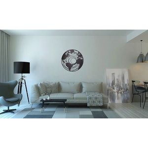 Decoratiune de perete, World 1, Metal, Dimensiune: 70 x 70 cm, Negru imagine