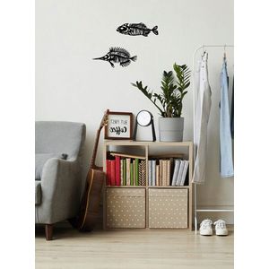 Decoratiune de perete, Fishes 2, Metal, 35 x 20 cm, 2 piese, Negru imagine